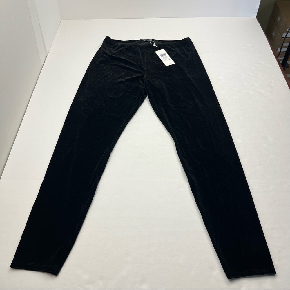 Eileen Fisher Velvet Black Ankle Legging Womens Size Medium Pull On Preppy NEW‎